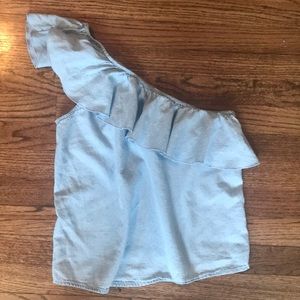 One-shoulder Denim Top